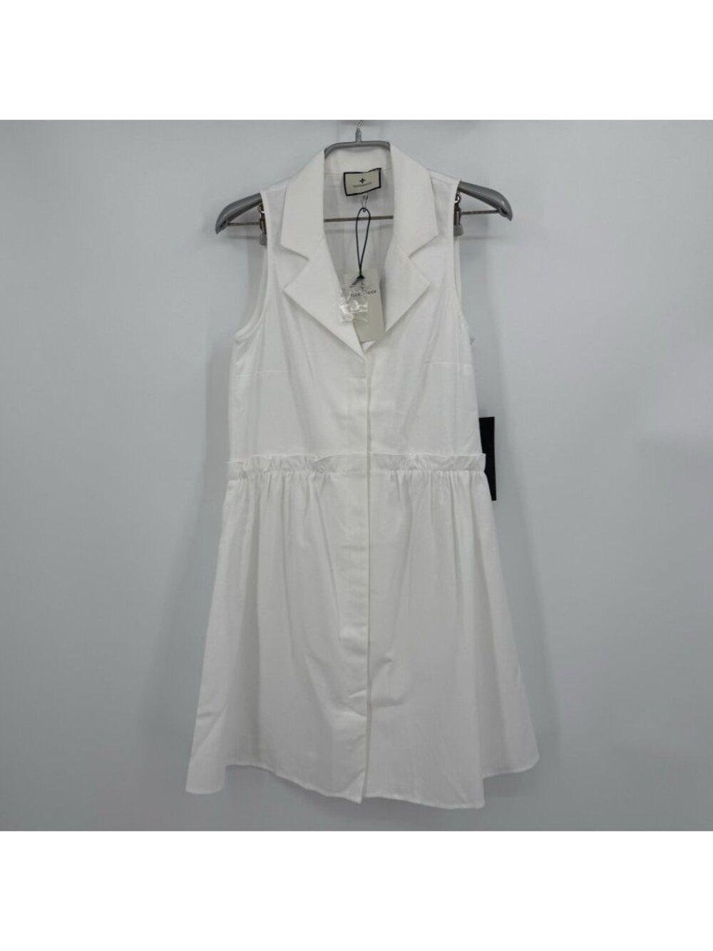 Tuckernuck Oxford White Sleeveless Royal Shirt Dress size XS Ruffles Pockets